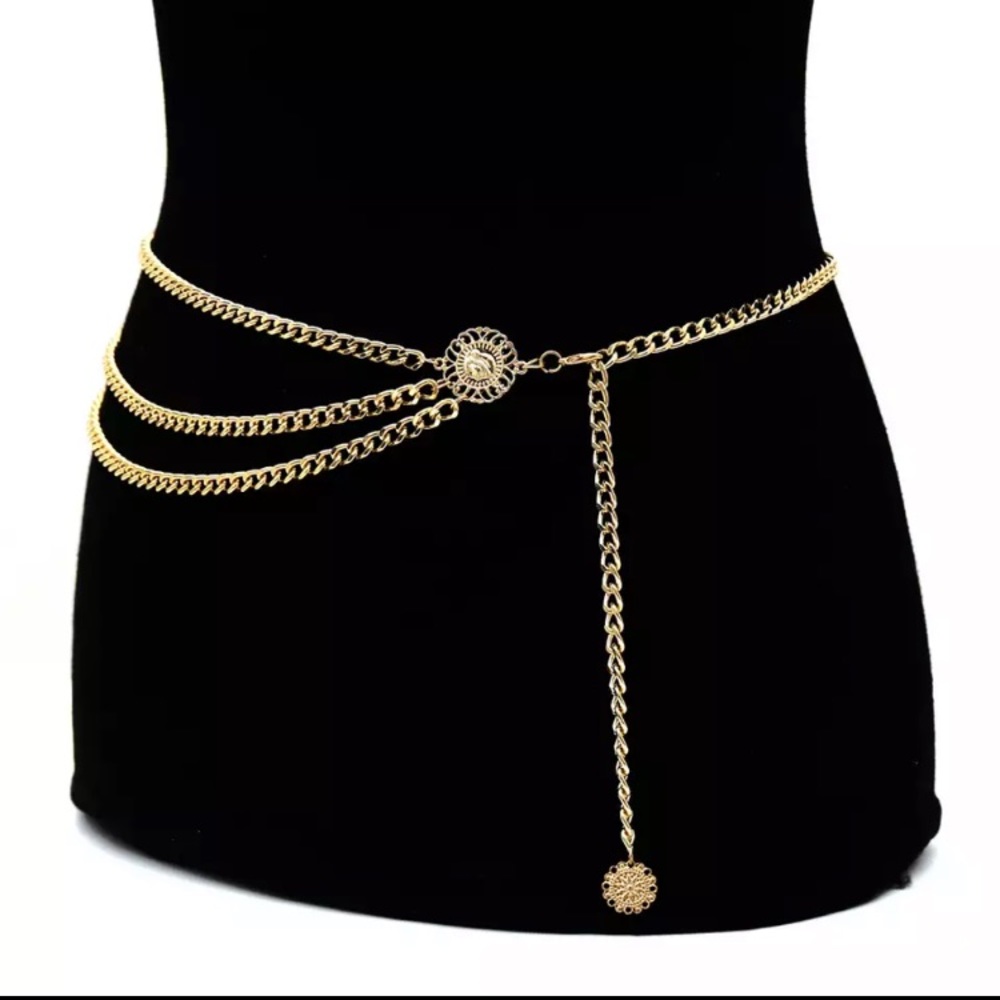 🎀NWT Golden Designer Dress Waist Chain Resizable